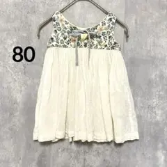 ベビーガールズ　ワンピース　花柄　リボン ノースリーブ　オシャレ　韓国　80