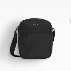ブラック ショルダーバッグ　アニエスベー　黒　縦　　ナイロン