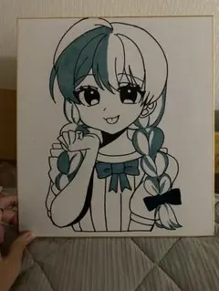 手描きイラスト 女の子 青と白