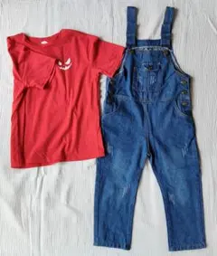 赤Tシャツ オーバーオール セット 120