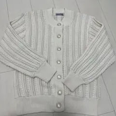 レディース パールボタン ニットカーディガン
