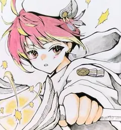 手描きイラスト　ソーサラー　男子　オリジナル　アナログ　色紙　原画　水彩画　線画