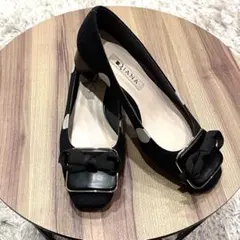 ✨人気✨美品✨DIANA ダイアナ パンプス バックル キャンバス 黒色 22㎝