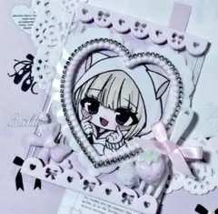 硬質ケースデコ ハートフレーム フリル ピンク いちご ホイップ リボン