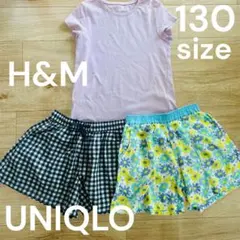 H&M UNIQLO 半袖　半ズボン　短パン　 130サイズ 3点セット