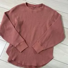 UNIQLO ピンク ワッフル素材 長袖Tシャツ Mサイズ