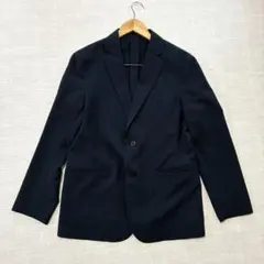 美品◆GU メンズ　ウォッシャブルテーラードジャケットSW ネイビー　S 洗える