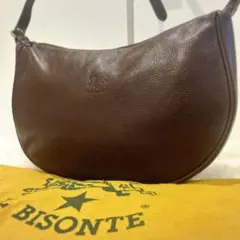 イルビゾンテ　ショルダーバッグ　ハーフムーン　レザー　イタリア製　ダークブラウン