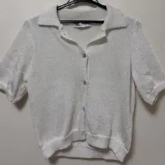 ZARA プレーンニットポロカラートップス カーディガン半袖のサムネイル