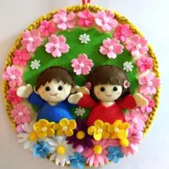フェルト　❀春のリース❀