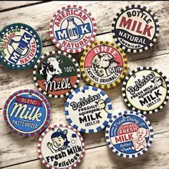 Milkキャップ風☆デザインタグ➳10枚　／ 革タグ