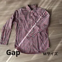 長袖シャツ　チェック　赤　M