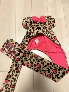 【24時間以内発送】ミニーマウス ヒョウ柄 マフラーキャップ ファンキャップ