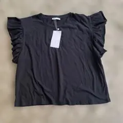 ZARA フリルスリーブ Tシャツ ブラック Lのサムネイル