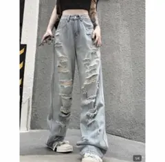 ダメージ加工デニムパンツ