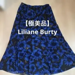 【極美品】Liliane Burty 花柄 膝下丈 メッシュスカート L ゴムのサムネイル