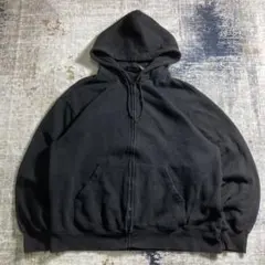 00s 無地 ジップパーカー ブラック 短丈 ボックスシルエット ヴィンテージ