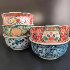 有田焼 林斎 大きめ 小鉢 5客 色絵 染付 金彩 吉祥文様のサムネイル