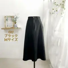 良品　ジーユー GU М 黒色 ブラック　フレアスカート ロングのサムネイル