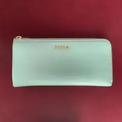FURLA フルラ レザー L字ファスナー 長財布 水色 パステルブルー