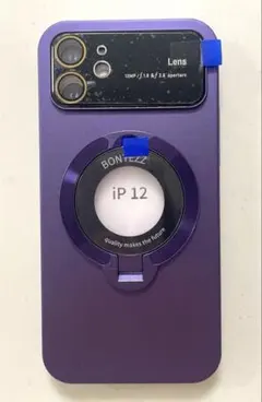 iPhone12ケース MagSafe対応　紫　 リング付 耐衝撃
