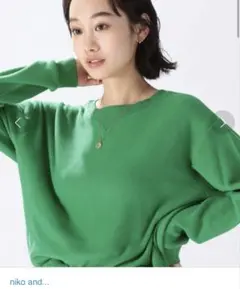 Niko and… グリーン 長袖 起毛スムースクループルオーバー
