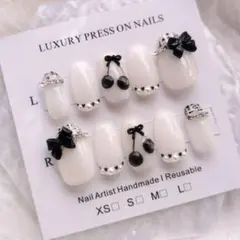 現品 ネイルチップ ツイード フレンチガーリー 量産型 韓国 ワンホン ちゅるん