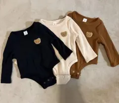 60〜70 ロンパース 3点セット 黒 ベージュ 茶色