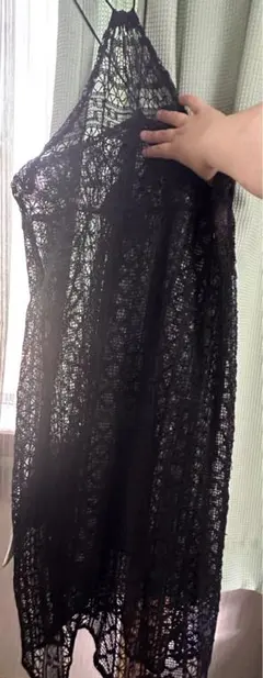 ブラックレース ロングキャミワンピース