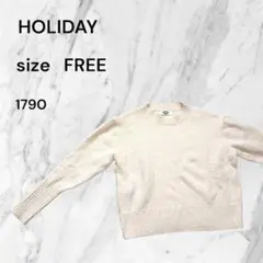 HOLIDAY 長袖 クルーネックニット アイボリー FREE 薄手セーター古着のサムネイル