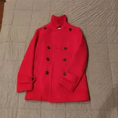 ウール 赤 ダブルブレスト ピーコート