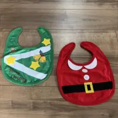 クリスマスデザイン ベビー用スタイ2枚セット