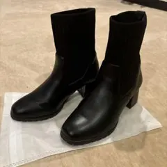 【りおくみ様専用】スクエアトゥニットヒールブーツ　Sサイズ