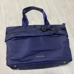 TOCCAネイビー トートバッグ リボン付き