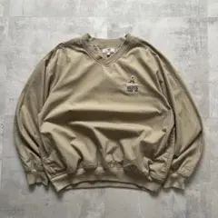 USA古着　A.M.Player　ナイロンプルオーバー　企業ロゴ　刺繍　メンズL