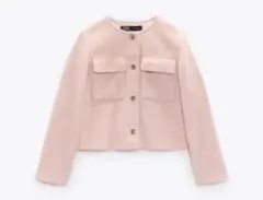 ZARA ゴールドボタン ショートジャケット クロップドジャケット ピンク XS