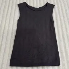 ジーユー　GU リブニットスクエアネックタンクトップ 　グレイ　M