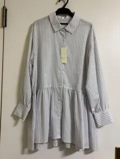 DRESKIP ストライプ ティアードブラウス M オフホワイト 新品タグ付き！