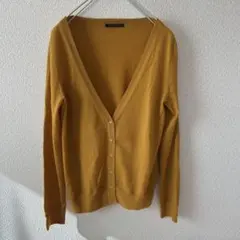 Deuxieme Classe マスタード Vネック ウールカーディガン 長袖