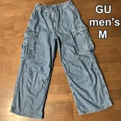 GU ジーユー デニムスーパーワイドカーゴパンツ 350018 ブルー　M