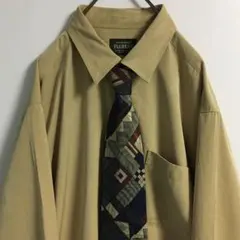 넥타이 셔츠 헌 옷 이탈리아제 기하학 무늬 실크 넥타이 일본제 겨자 셔츠