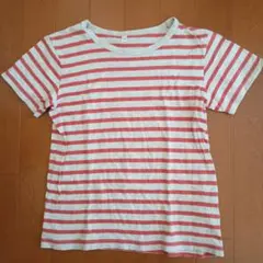 赤と白のストライプ Tシャツ 130