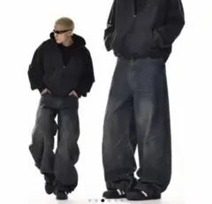 Y2K カジュアルワイドレッグデニム L