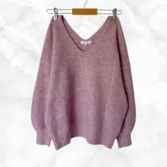 良品✨ ナチュラルビューティーベーシック Vネック リブニット ラベンダー M