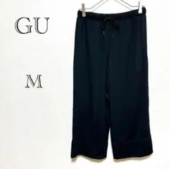 ジーユー GU リラクシーワイドパンツ M 体型カバー 黒 ウエストゴム