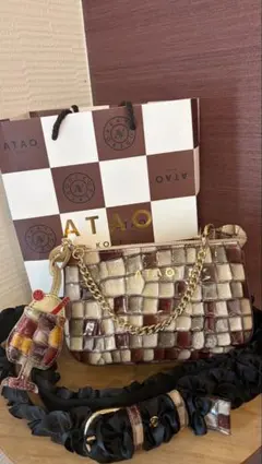 【値下げ】【美品】ATAO 【正規品】ワッフルトート　ステンドグラス風 値下げ】【美品】ATAO 【正規品】ワッフルトート ステンドグラス風