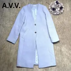 【a.v.v】Mサイズ ブルー　ノーカラーコート　おしゃれ