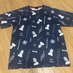 spazio レジェンド　サッカー選手プリントTシャツ サッカー　ネイビー　M