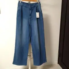 ブルーワイドパンツ ゴムウエスト