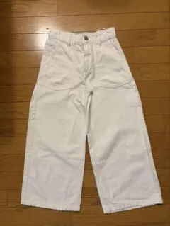 ZARA キッズ ホワイト ワイドデニムパンツ 長ズボン134